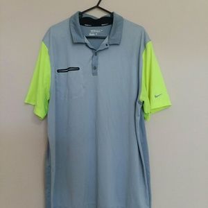 NIKE Dry Fit Collared Polo Shirt Gray Green XL